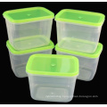 Plastic 5PC Transprent Food Storage Box with Colorful Cover